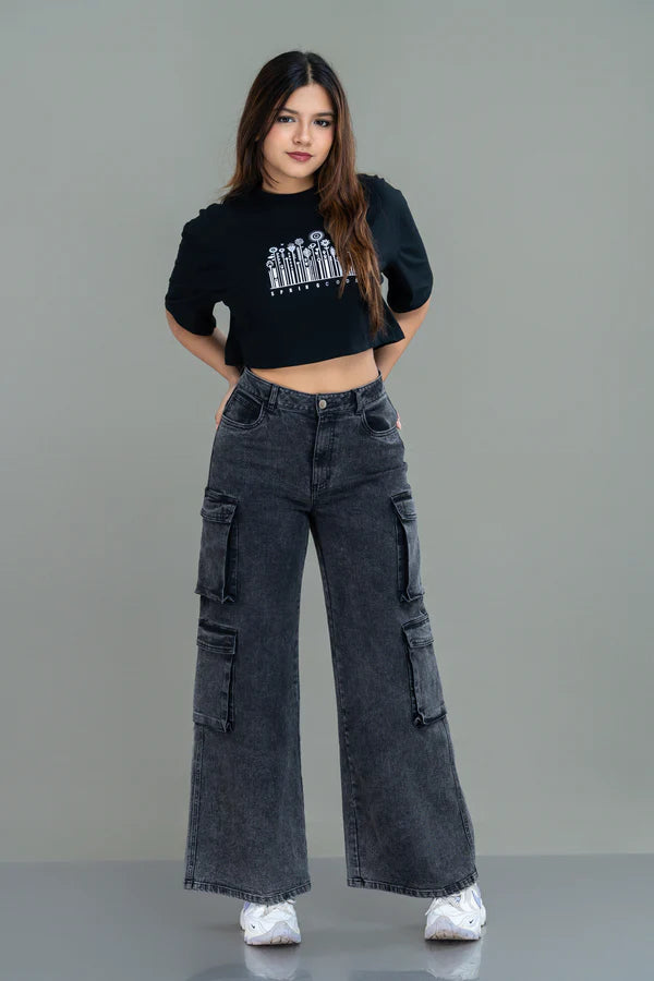 2X Pocket Cargo Wide Leg Denim