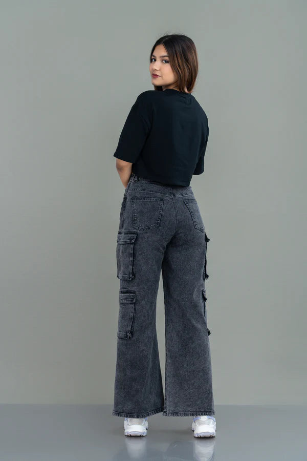 2X Pocket Cargo Wide Leg Denim