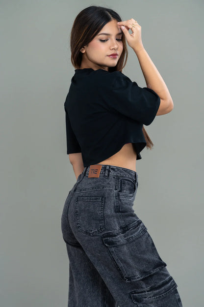 2X Pocket Cargo Wide Leg Denim