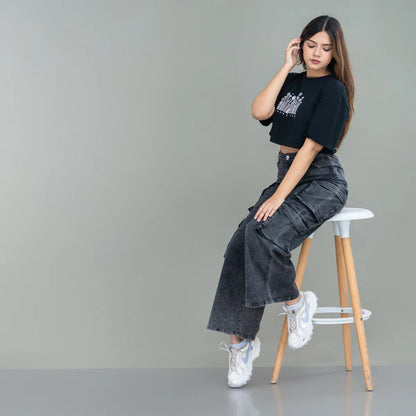 2X Pocket Cargo Wide Leg Denim